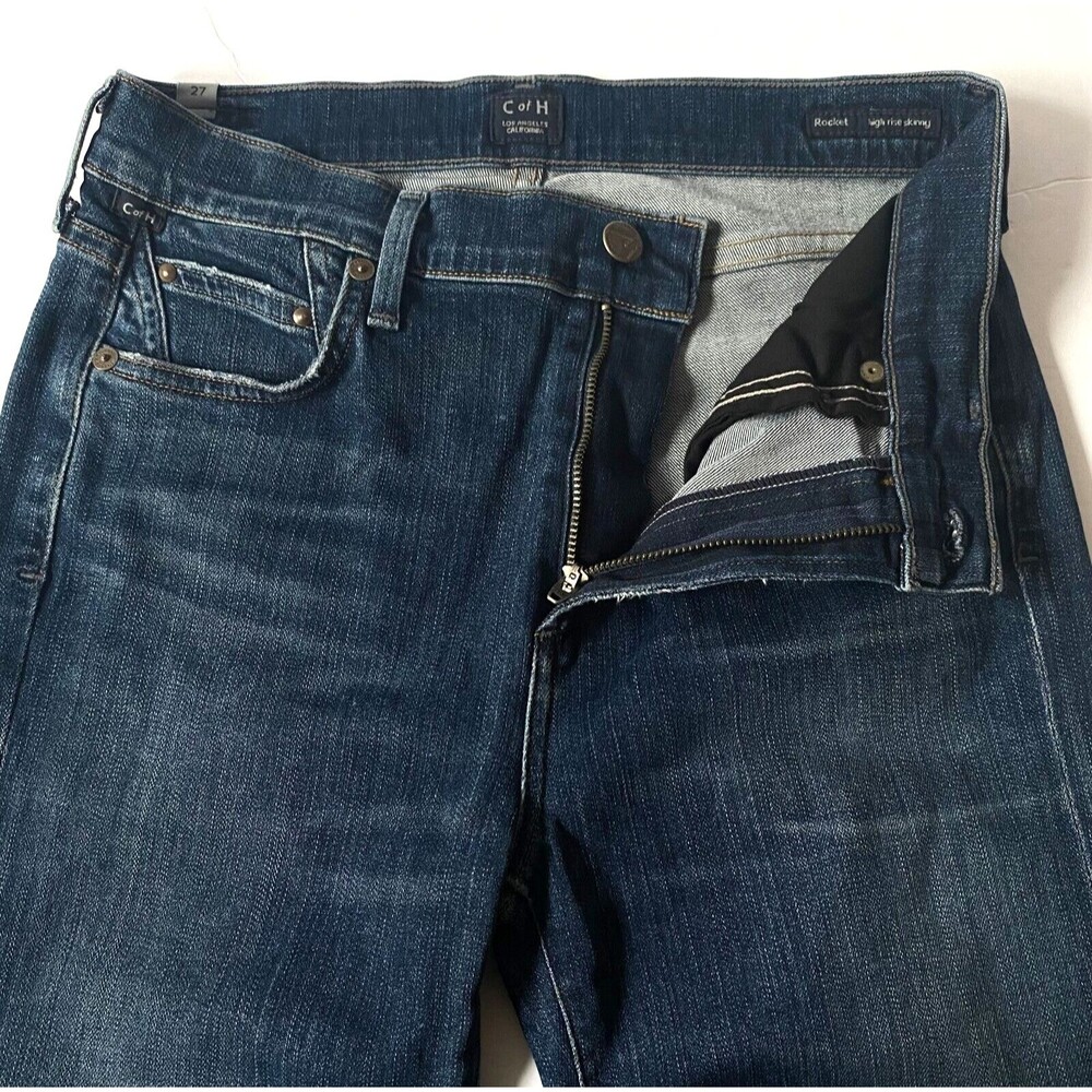 Citizens of Humanity Blue Rocket Skinny Studded Jeans Womens 27 Dark Split Hem - Picture 4 of 15